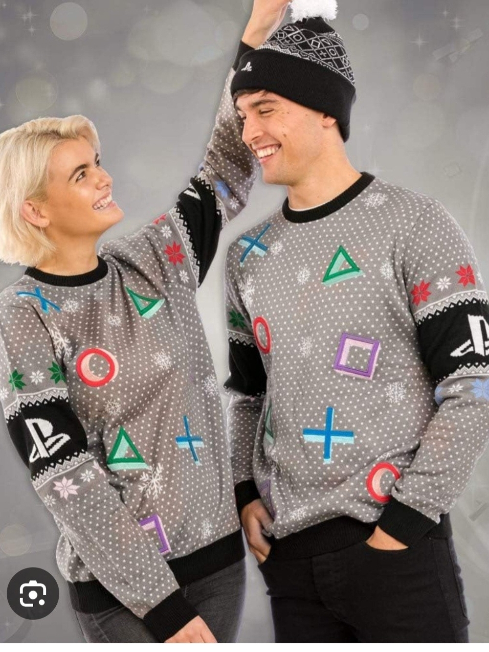 Sony Gray Holiday Crewneck Sweater Ugly Christmas PlayStation Size Small